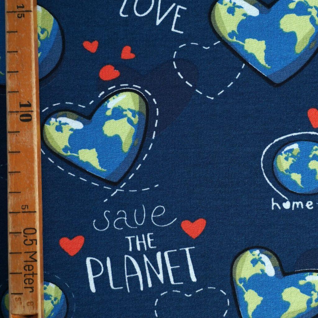 French Terry Save the planet blau